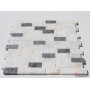 Patlatma Doğal Taş Duvar Mozaik Beyaz Fon Simli Mix  23x48mm -DT1207